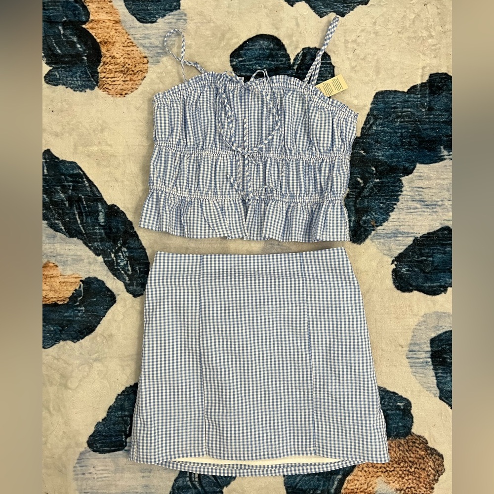 Blue Gingham Mini Skirt